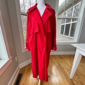 Vintage Forecaster of Boston Red Full Length Trench Coat Rain Jacket Size 9/10